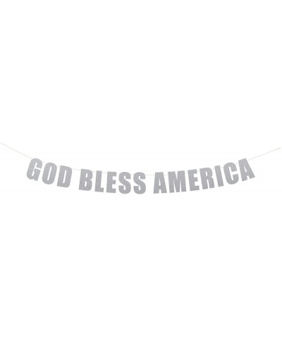 God Bless America Banner - 4th of July Signs- Patriotic Decorations- American USA Banners Sign (Silver Metallic) - Silver Met...