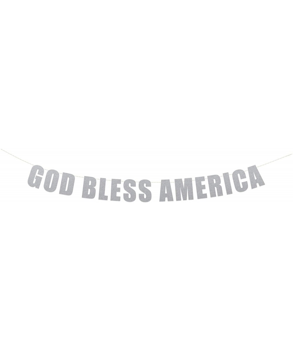 God Bless America Banner - 4th of July Signs- Patriotic Decorations- American USA Banners Sign (Silver Metallic) - Silver Met...