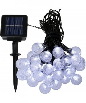 20 Foot 30-Count LED Solar Powered String Lights Outdoor Globe- White - White - C912N7W0EHL $13.09 Outdoor String Lights