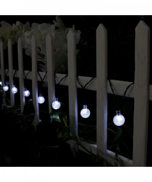 20 Foot 30-Count LED Solar Powered String Lights Outdoor Globe- White - White - C912N7W0EHL $13.09 Outdoor String Lights