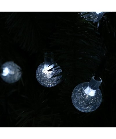 20 Foot 30-Count LED Solar Powered String Lights Outdoor Globe- White - White - C912N7W0EHL $13.09 Outdoor String Lights