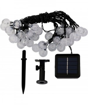 20 Foot 30-Count LED Solar Powered String Lights Outdoor Globe- White - White - C912N7W0EHL $13.09 Outdoor String Lights