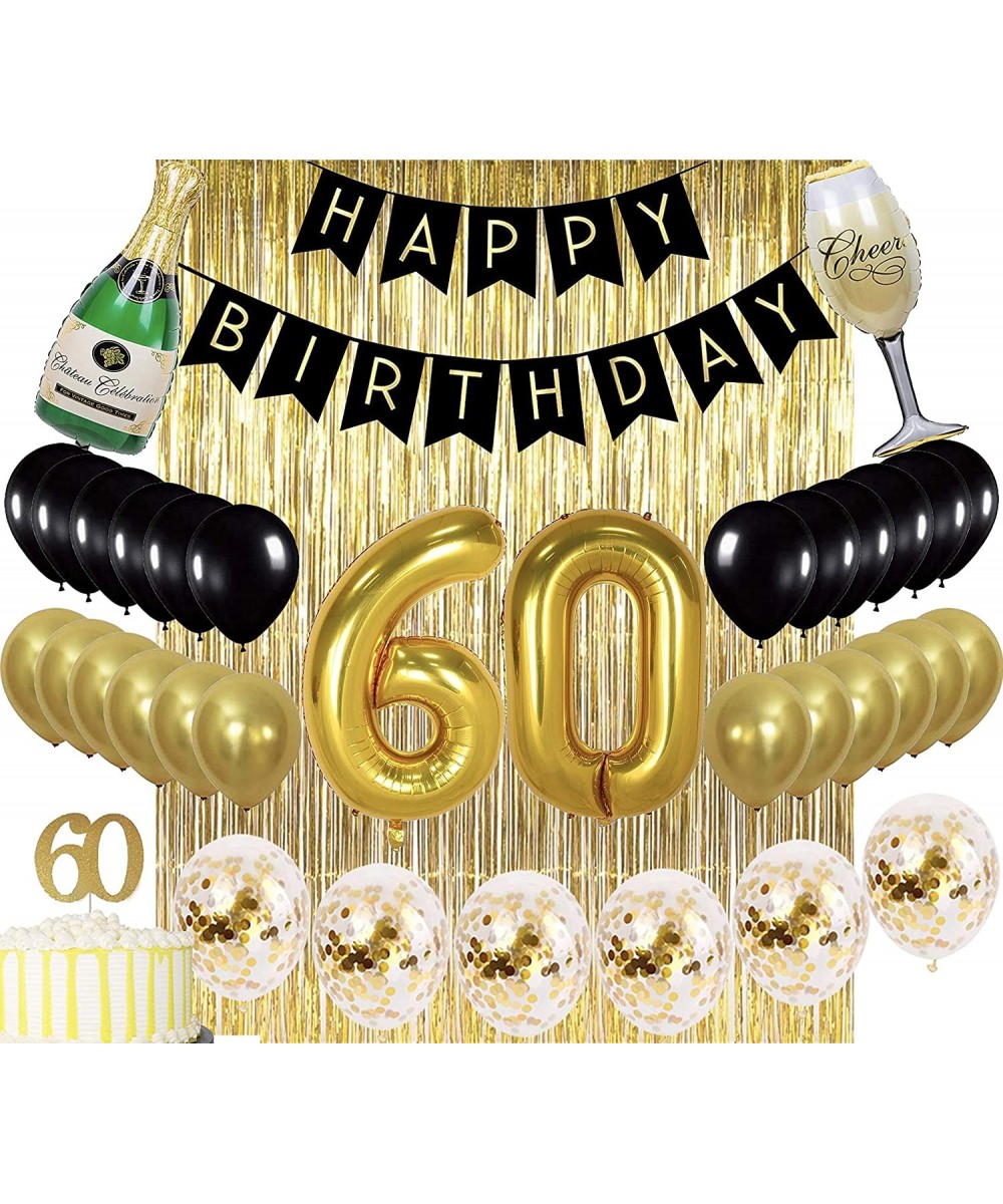 60th Birthday Decorations Party Supplies gold Kit - 60th Birthday Gifts for men or women-60th Cake Topper - Banner - sash - R...