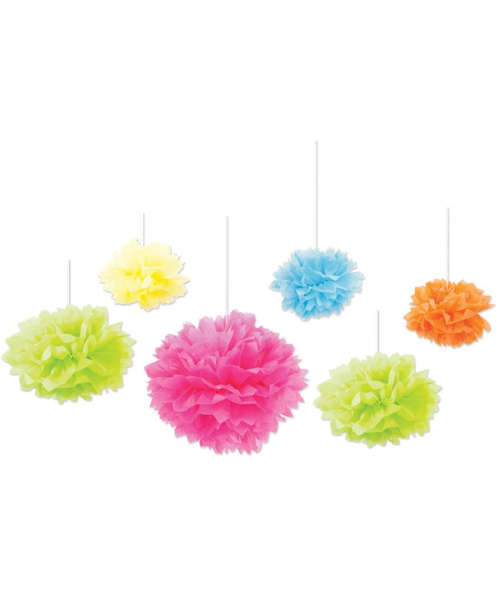Tissue Paper Fluff Balls 6 Piece Luau Party Supplies- Spring & Summer Decorations- 9"- 12"- 16"- Pink/Yellow/Green/Blue - C21...