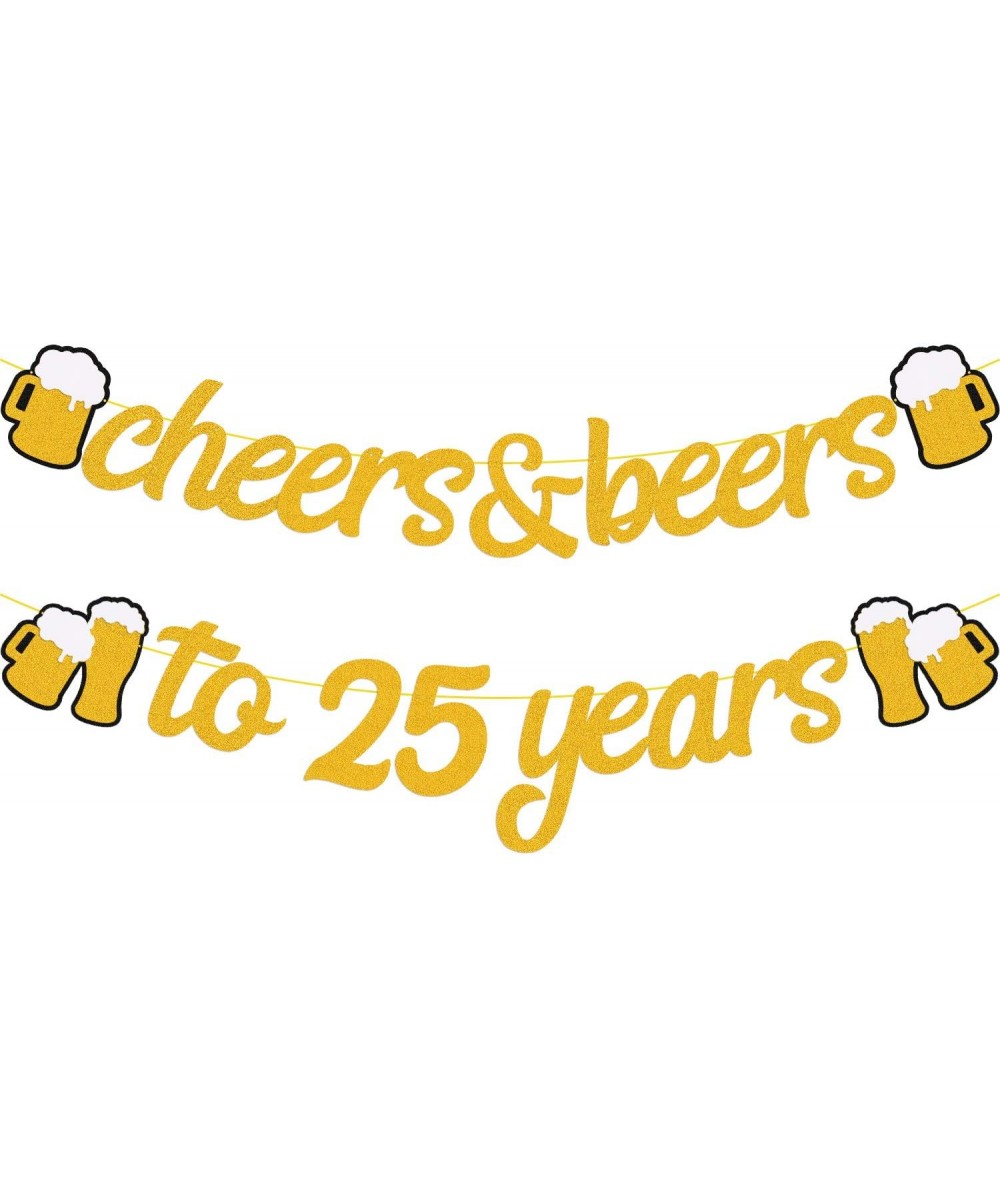 25th Birthday Decorations Cheers to 25 Years Banner for Men Women 25s Birthday Backdrop Wedding Anniversary Party Supplies Go...