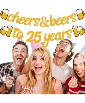 25th Birthday Decorations Cheers to 25 Years Banner for Men Women 25s Birthday Backdrop Wedding Anniversary Party Supplies Go...