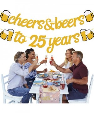 25th Birthday Decorations Cheers to 25 Years Banner for Men Women 25s Birthday Backdrop Wedding Anniversary Party Supplies Go...