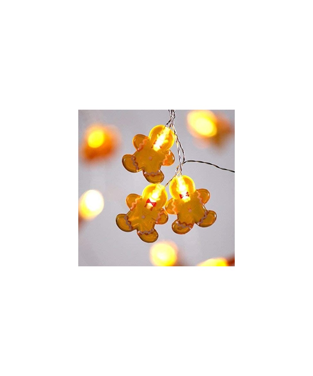 Gingerbread Men Cookies Christmas String Lights Decoration- 10 ft 20 LED Battery Operated with Remote for Xmas Festive Holida...