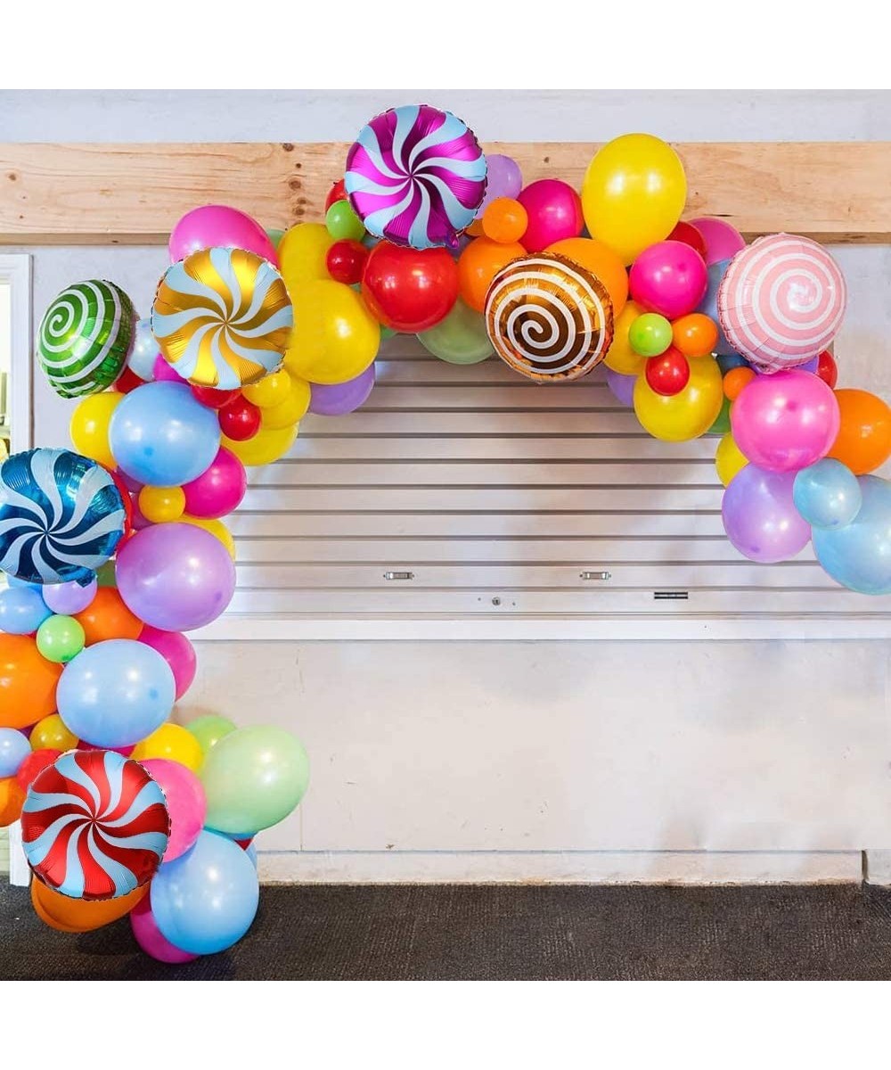 Sweet Candy Balloon Garland Arch Kit- 90pcs 18inch Round Lollipop Mylar Foil Balloons- 5/10inch Muliticolor Latex Balloons wi...