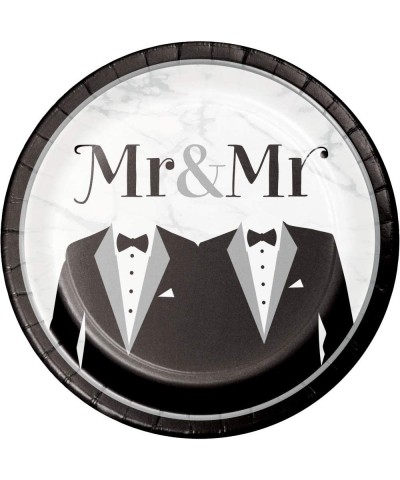 Gay Wedding Party Supplies- Mr & Mr Tuxedo Design- 16 Guests- 65 Pieces- Disposable Paper Dinnerware- Plate and Napkin Set - ...