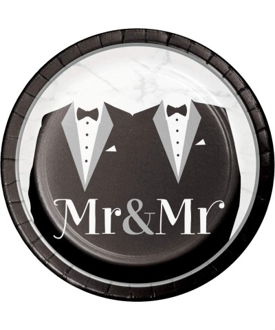 Gay Wedding Party Supplies- Mr & Mr Tuxedo Design- 16 Guests- 65 Pieces- Disposable Paper Dinnerware- Plate and Napkin Set - ...