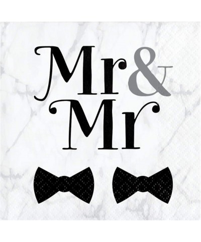 Gay Wedding Party Supplies- Mr & Mr Tuxedo Design- 16 Guests- 65 Pieces- Disposable Paper Dinnerware- Plate and Napkin Set - ...