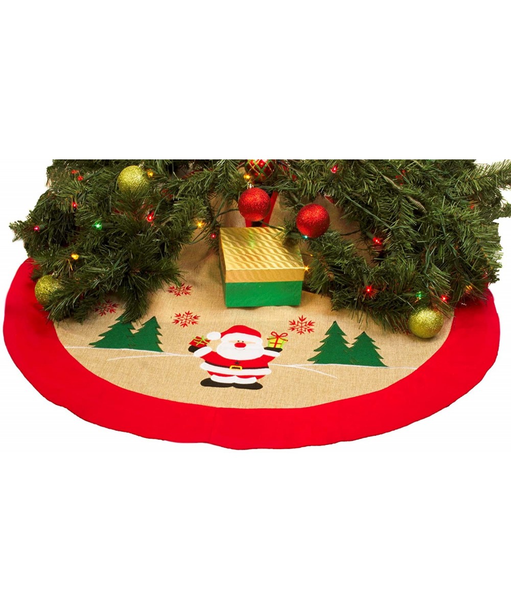 36" Burlap Christmas Tree Skirt - Xmas Tree Skirt - Red Border Burlap Tree Skirt (Santa Claus) - Santa Claus - CA12N85LK2A $9...