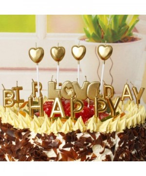 10 Count Metallic Cake Candles Multi-Color Heart Cake Candle Topper with Holder for Wedding Party Birthday Cake Decoration (H...