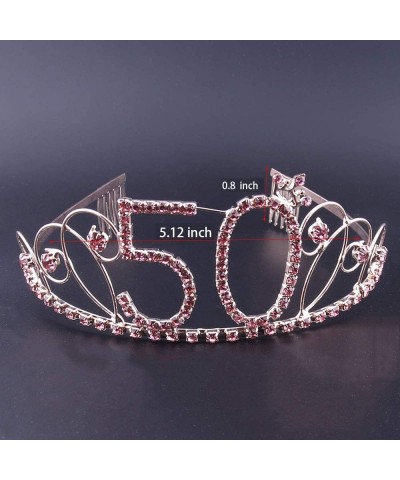 50th Birthday Tiara and Sash 50th Birthday Crown and Sash For 50th Birthday Party Supplies(Pink Tiara+Black Sash) - CU18STNU7...