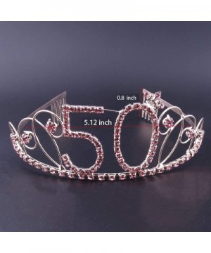 50th Birthday Tiara and Sash 50th Birthday Crown and Sash For 50th Birthday Party Supplies(Pink Tiara+Black Sash) - CU18STNU7...