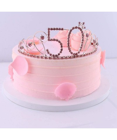 50th Birthday Tiara and Sash 50th Birthday Crown and Sash For 50th Birthday Party Supplies(Pink Tiara+Black Sash) - CU18STNU7...