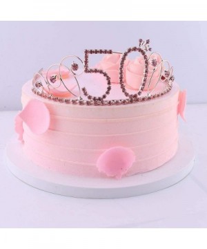 50th Birthday Tiara and Sash 50th Birthday Crown and Sash For 50th Birthday Party Supplies(Pink Tiara+Black Sash) - CU18STNU7...