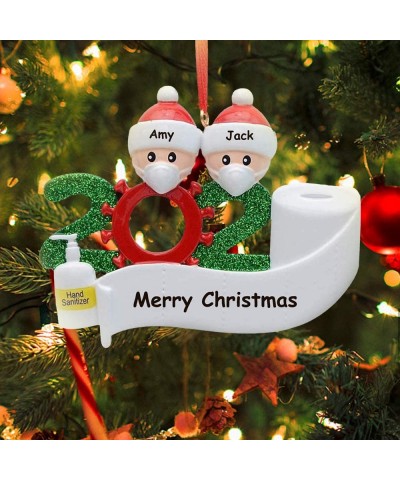 Personalized 2020 Quarantine Family Christmas Ornaments with Masks Hand Sanitizer Toilet Paper- Customized Name Xmas Tree Han...