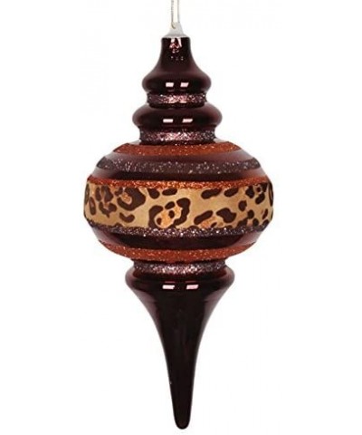 Diva Safari Cheetah Print/Stripes Copper and Coffee Commercial Christmas Finial Ornament- 10 - CR11Q7K77QT $12.78 Ornaments