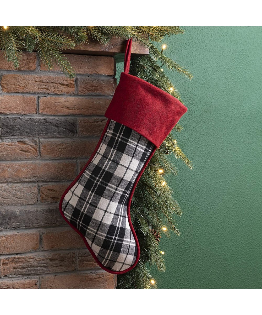 Classic White Black Plaid Christmas Stockings 20 Inches Height Rustic Christmas Stockings Hanging Stocking for Christmas Part...