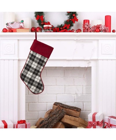 Classic White Black Plaid Christmas Stockings 20 Inches Height Rustic Christmas Stockings Hanging Stocking for Christmas Part...