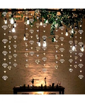 52Ft Champagne Gold Diamond Heart Hanging Banner Double Sided Glitter Metallic Paper Garland for Bachelorette Engagement Wedd...
