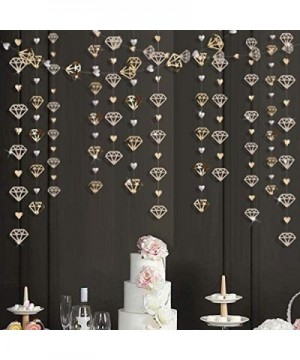 52Ft Champagne Gold Diamond Heart Hanging Banner Double Sided Glitter Metallic Paper Garland for Bachelorette Engagement Wedd...