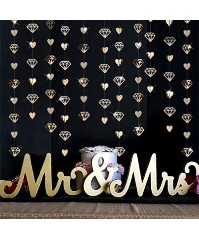 52Ft Champagne Gold Diamond Heart Hanging Banner Double Sided Glitter Metallic Paper Garland for Bachelorette Engagement Wedd...