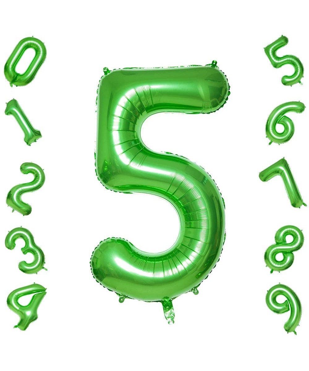 Green Number 5 Balloons-40 Inch Birthday Number Balloon Party Decorations Supplies Helium Foil Mylar Digital Balloons (Green ...