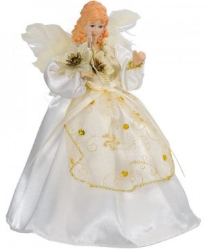 10-Light 9-Inch Ivory and Gold Angel Treetop - CH112FQF7ON $20.48 Tree Toppers