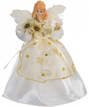 10-Light 9-Inch Ivory and Gold Angel Treetop - CH112FQF7ON $20.48 Tree Toppers