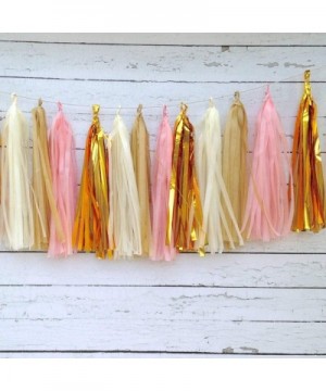 HappyField Pink Gold Cream Tan Tissue Paper Tassel Garland Birthday Party- Bridal Shower- Baby Shower- Wedding- Bachelorette-...