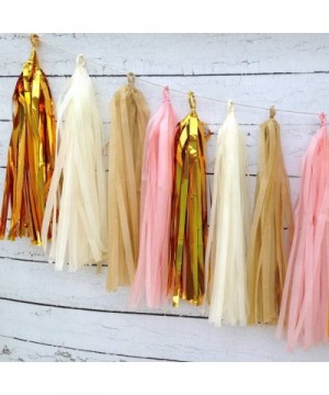 HappyField Pink Gold Cream Tan Tissue Paper Tassel Garland Birthday Party- Bridal Shower- Baby Shower- Wedding- Bachelorette-...