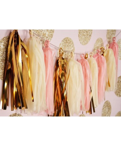 HappyField Pink Gold Cream Tan Tissue Paper Tassel Garland Birthday Party- Bridal Shower- Baby Shower- Wedding- Bachelorette-...