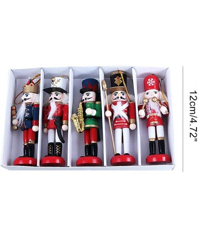 5 Piece 5 Inch Nutcracker Figures Soldier Doll Decoration Christmas Nutcracker Figurine Collection Wooden Nutcracker Ornament...