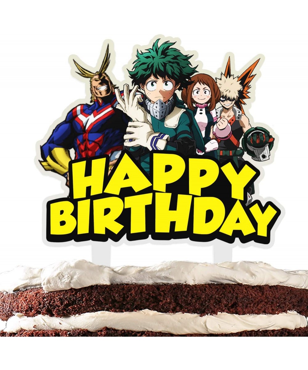 Heroes Academia Cake Topper Cartoon Hero Happy Birthday Theme Decor for Baby Shower Birthday Party Acrylic Decorations Suppli...