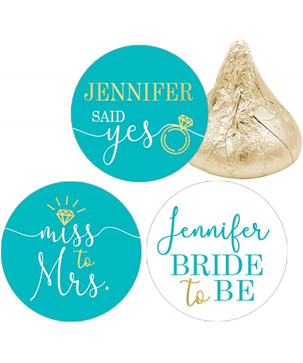 Personalized Bridal Shower Party Favor Stickers - 180 Labels (Teal) - Teal - C419DGS3I6N $10.54 Favors