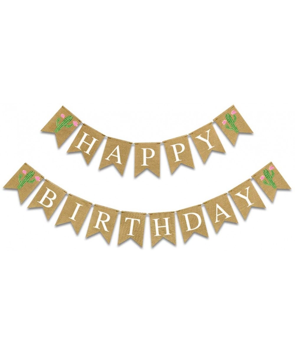 Birthday Party Decoration- Cactus and white Alphabet HAPPY BIRTHDAY Combination Banner Burlap Fish tail Banner Decoration - C...