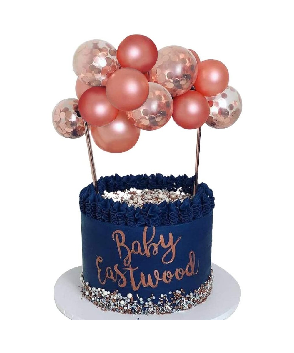 Rose Gold Balloon Cloud Cake Topper 10pcs 5 in Rose Gold Confetti Mini Balloon Garland Cake Topper for Cake Decoration Girl B...