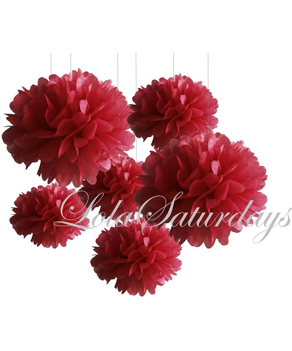 Paper Pom Poms 3 Sizes 6 Pack Red - Red - CI11T9QS4ER $8.40 Tissue Pom Poms