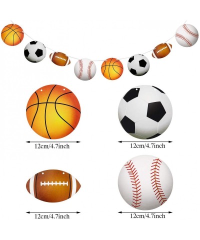 4 Pieces Sports Theme Banner Sports Bunting Hanging Banners Basketball Football Baseball Soccer Paper Garland for Birthday Ba...