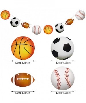 4 Pieces Sports Theme Banner Sports Bunting Hanging Banners Basketball Football Baseball Soccer Paper Garland for Birthday Ba...