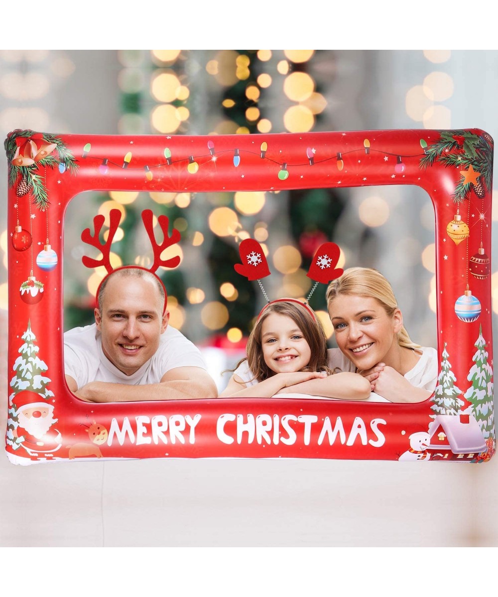 Large Size Inflatable Christmas Photo Booth Frame with 2 Christmas Headband for Christmas New Year Party(33.8 x 22 Inch) - CY...