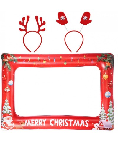 Large Size Inflatable Christmas Photo Booth Frame with 2 Christmas Headband for Christmas New Year Party(33.8 x 22 Inch) - CY...