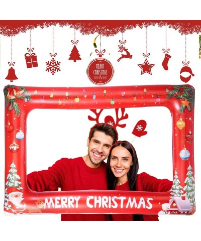 Large Size Inflatable Christmas Photo Booth Frame with 2 Christmas Headband for Christmas New Year Party(33.8 x 22 Inch) - CY...