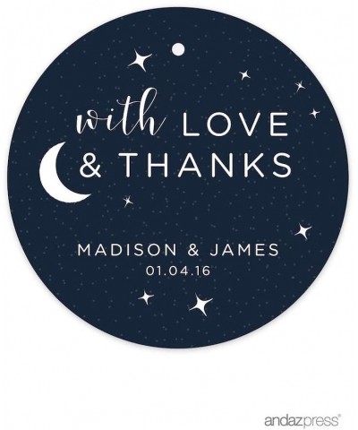 Love You to The Moon and Back Wedding Collection- Personalized Round Circle Gift Tags- with Love and Thanks- 24-Pack- Custom ...