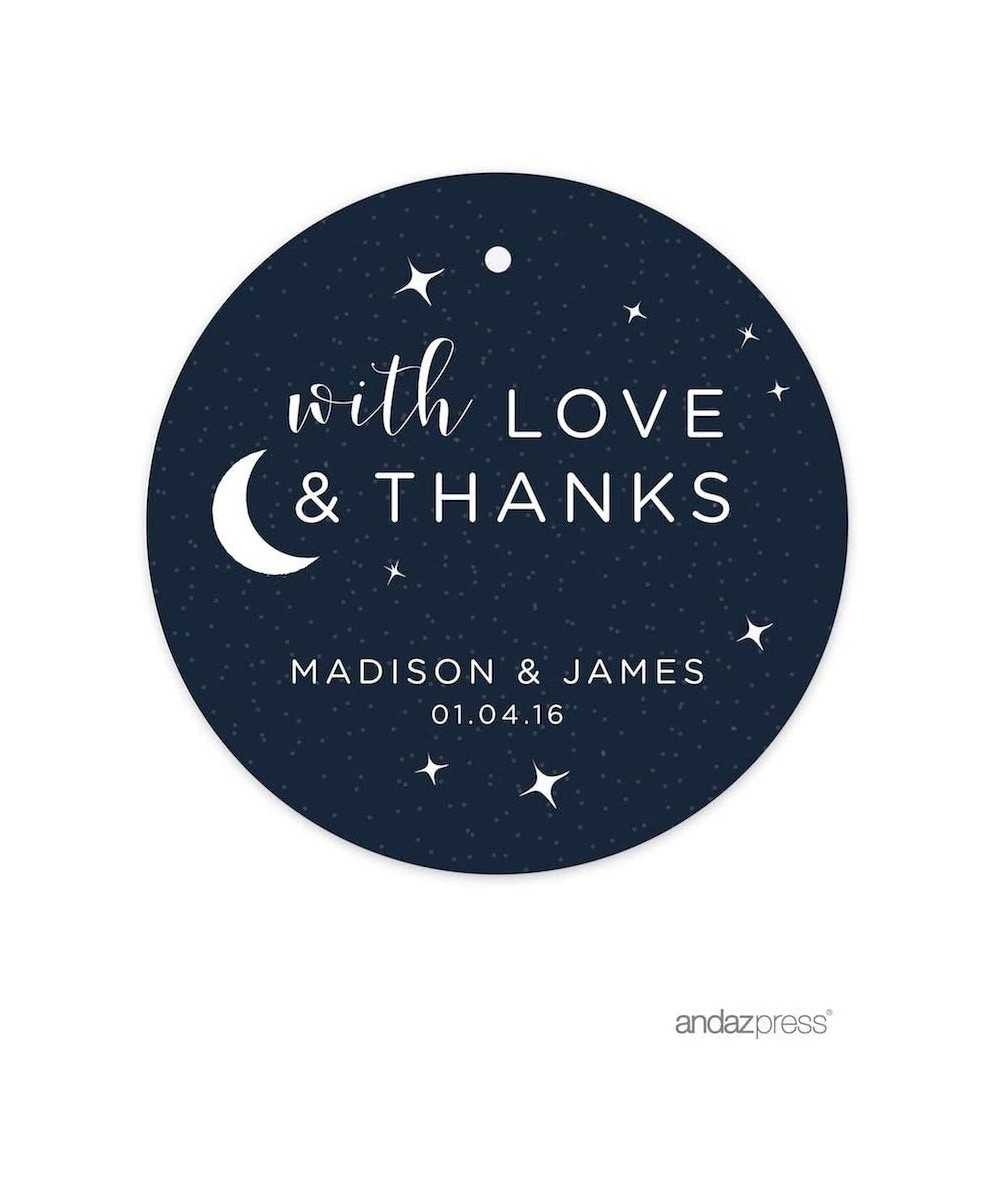 Love You to The Moon and Back Wedding Collection- Personalized Round Circle Gift Tags- with Love and Thanks- 24-Pack- Custom ...