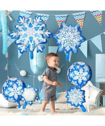 30 Pieces Snowflake Foil Balloons Frozen Birthday Party Winter Theme Balloons Shining Star Aluminum Balloons for Baby Shower ...