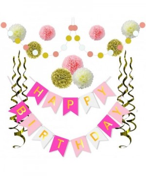 Large Birthday Decorations Party Supplies 30pcs with Happy Birthday Banner- 9pcs Birthday Paper Pom Poms- 6pcs Hanging Swirls...